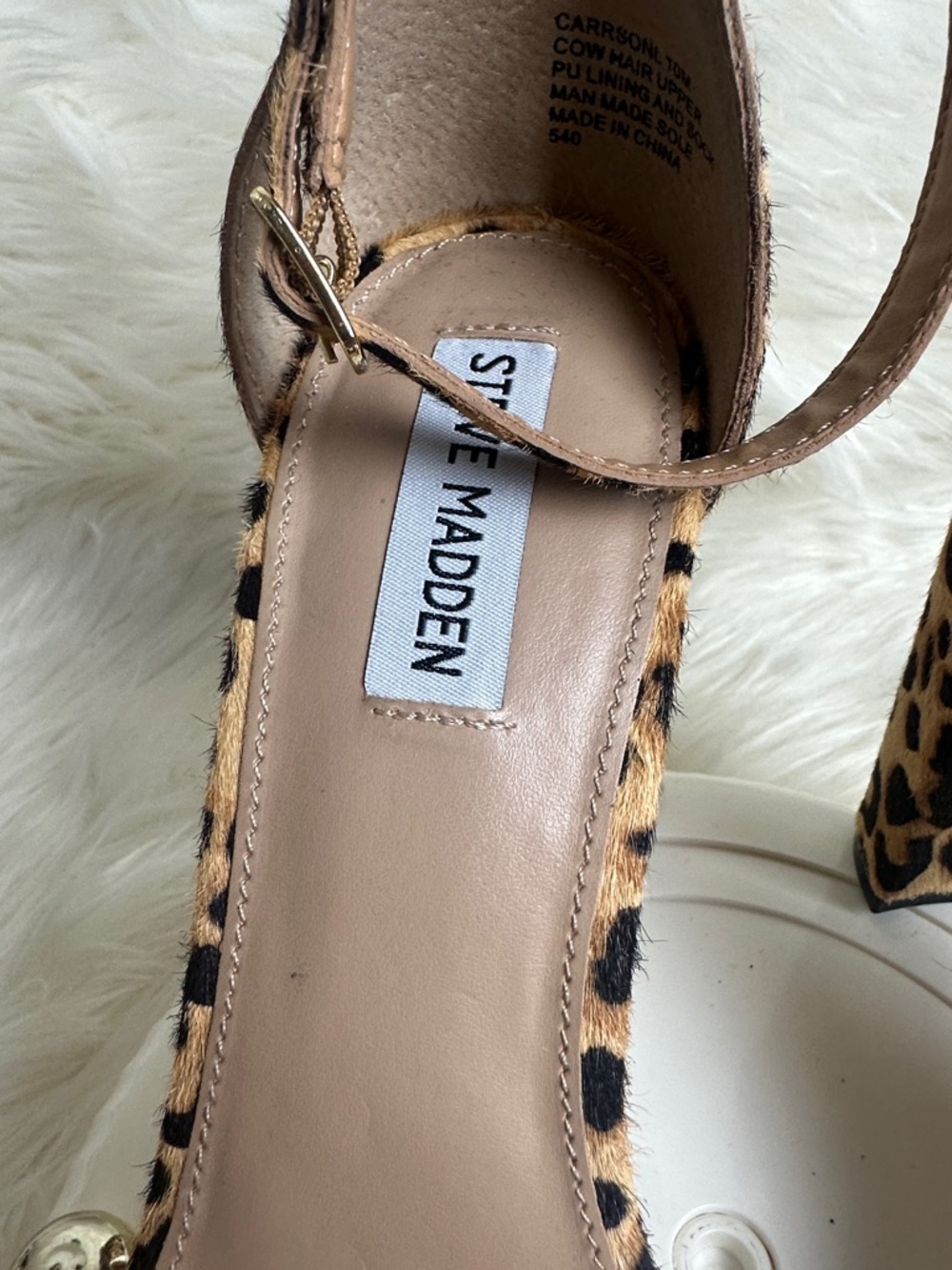 Steve Madden Leopard Print Cow Hair 
Block Heel Sandal Size 10 - Picture 8 of 12